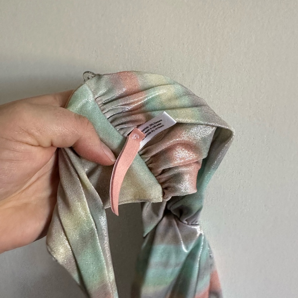 Cali Dreaming Swim Shiny Rainbow Colorful Halter Bikini Top size 3 (Small) EUC - Picture 5 of 8